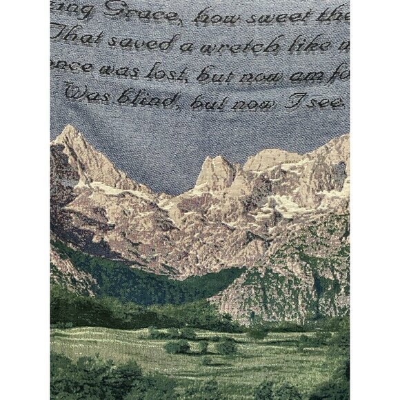 "Amazing Grace" Scenic Mountain Woven Tapestry Throw Blanket 52" x 48" - Picture 3 of 3